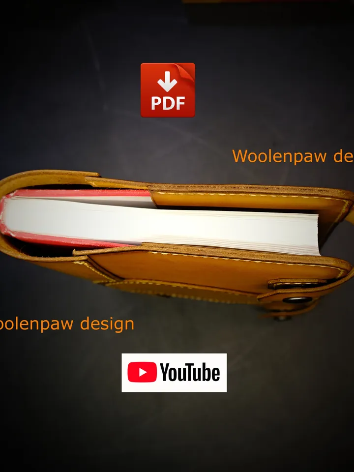 Leather pattern - book cover  4 sizes - designed from Woolenpaw