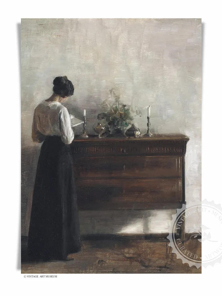 Antique Woman Reading Portrait Oil Painting, Vintage Wall Decor, Printable Art, Digital Download | 365