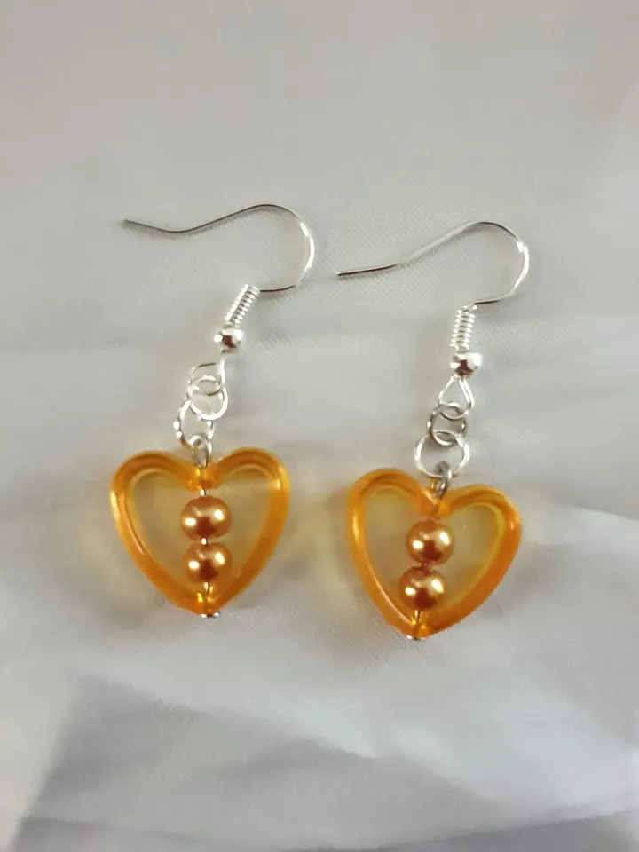 heart beaded earrings gift for her colourful earrings cosplay earrings heart earrings minimalist earrings