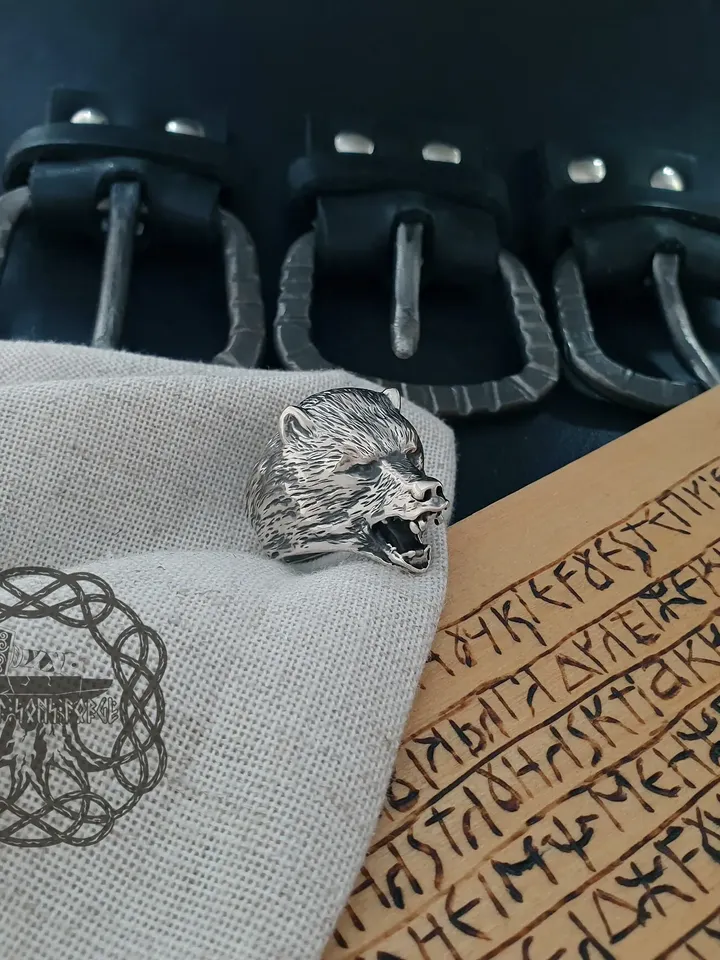 Grizzly ring, Bear Ring, Sterling Silver Bear Ring, Bear Head Ring, Grizzly bear ring, Animal Jewelry, Animal Ring, Biker Ring