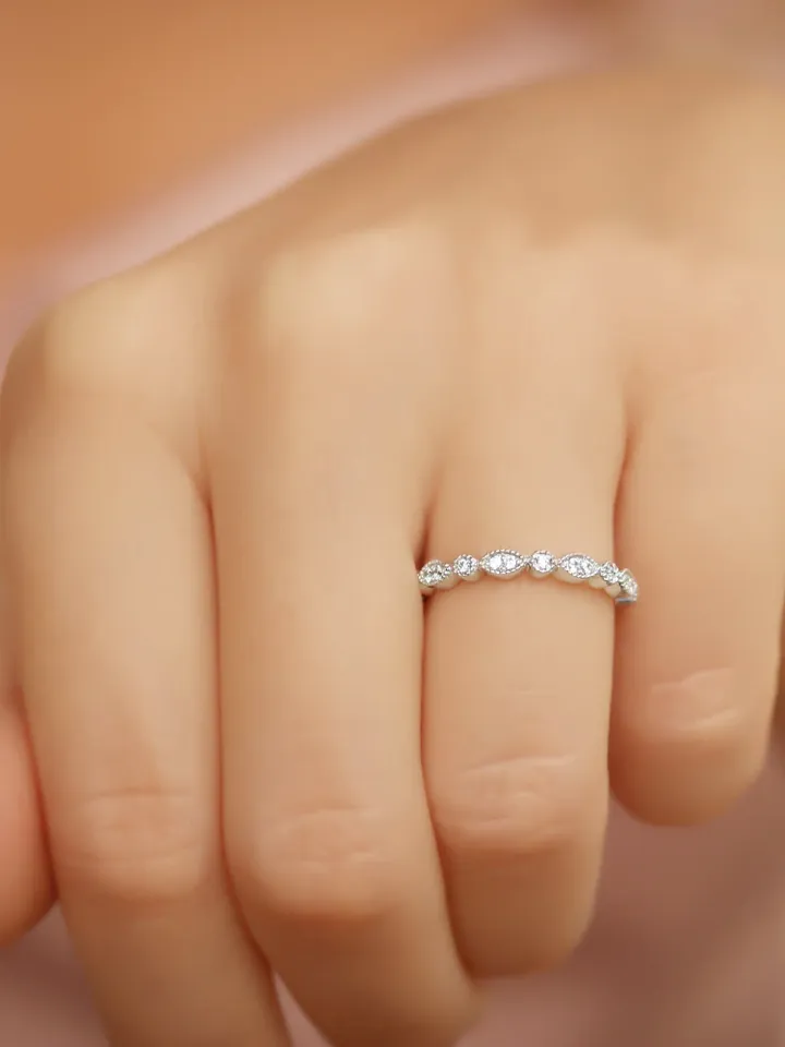 DAINTY WEDDING RING | Moissanite Diamond Ring Band | Women Custom Wedding Band | Unique14k Solid Gold Ring Band | Gift For Wedding