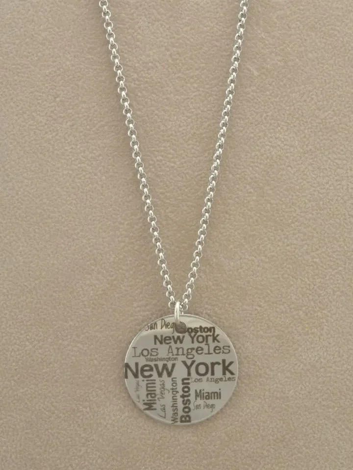 Personalized Traveler Necklace, Wanderlust Travel Gift, Visited USA Personalized Gifts, Adventure Gift for Traveler Visited Cities Crossword