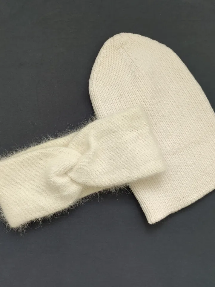 Headband for Women, Hat for women, knitted set hat and headband, white hat, white headband, gift ideas