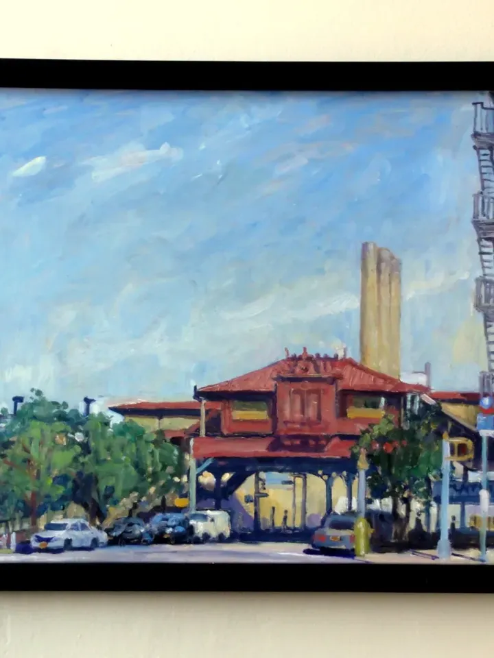 Original New York Cityscape Painting -215th Street Station/NYC- 14x18 Oil On Panel, Impressionist Plein Air Fine Art, Signed Landscape