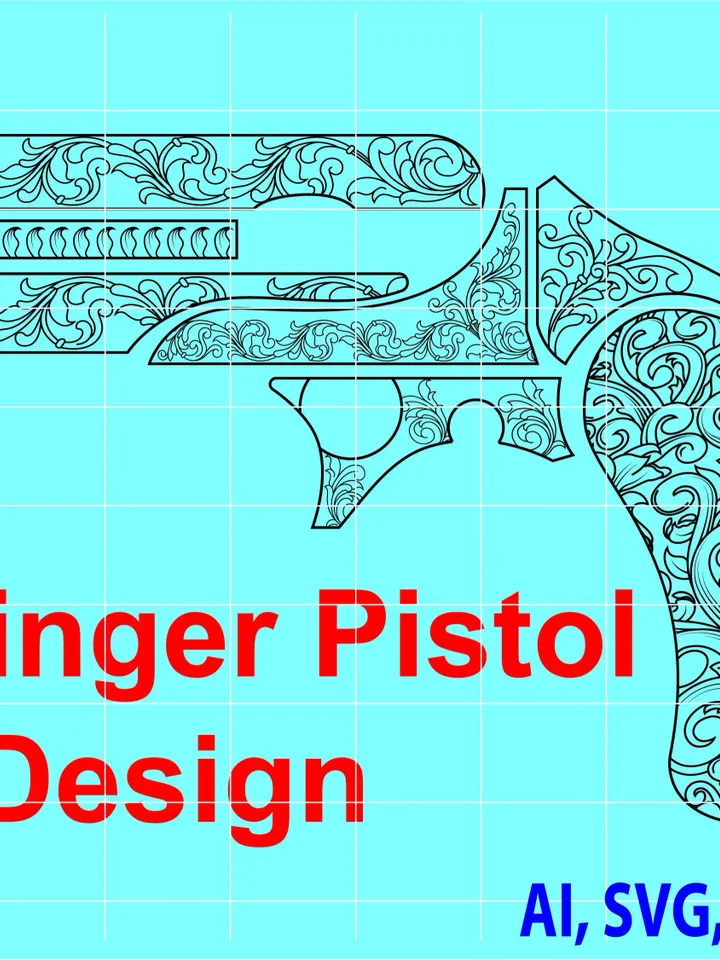 Derringer Pistol Design Custom, Ai, Vector, SVG, DXF, PNG, Digital