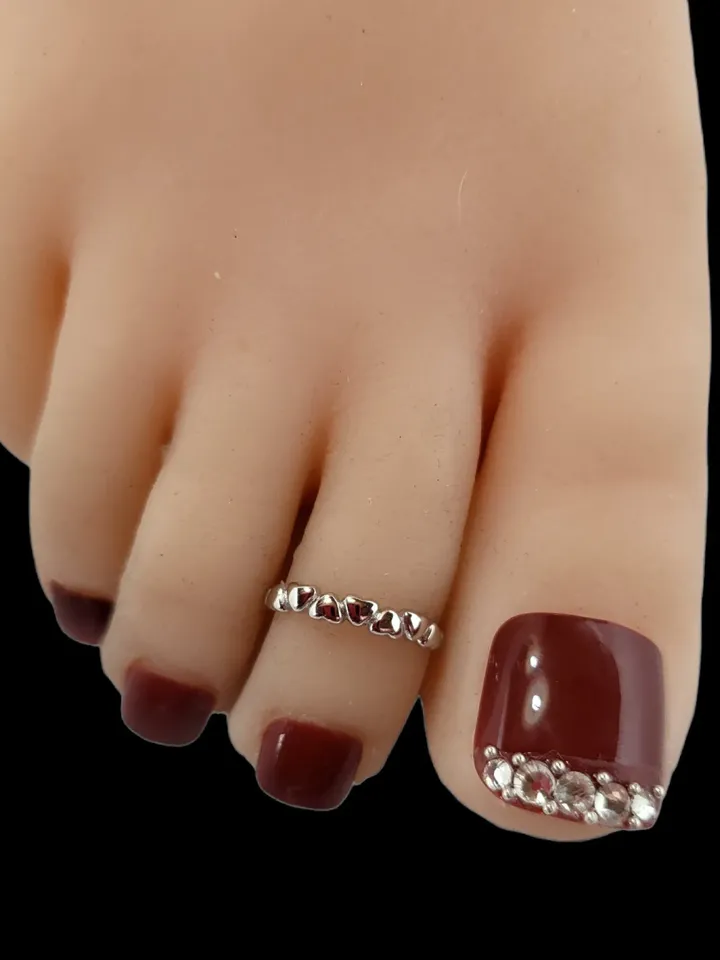 Sterling Silver Toe Ring. Silver Toe Rings, Heart Sterling Silver Adjustable toe rings, no pinch open toe Simple Dainty 925 Valentine's Day