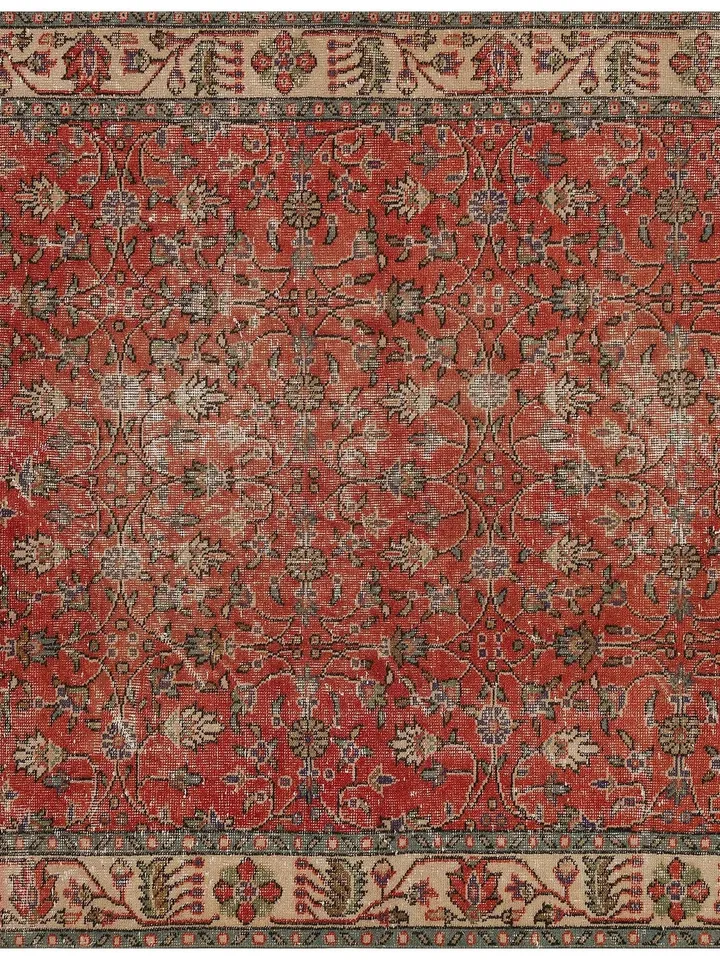 Add a Touch of Bohemian Elegance with this Stunning Red Turkish Rug