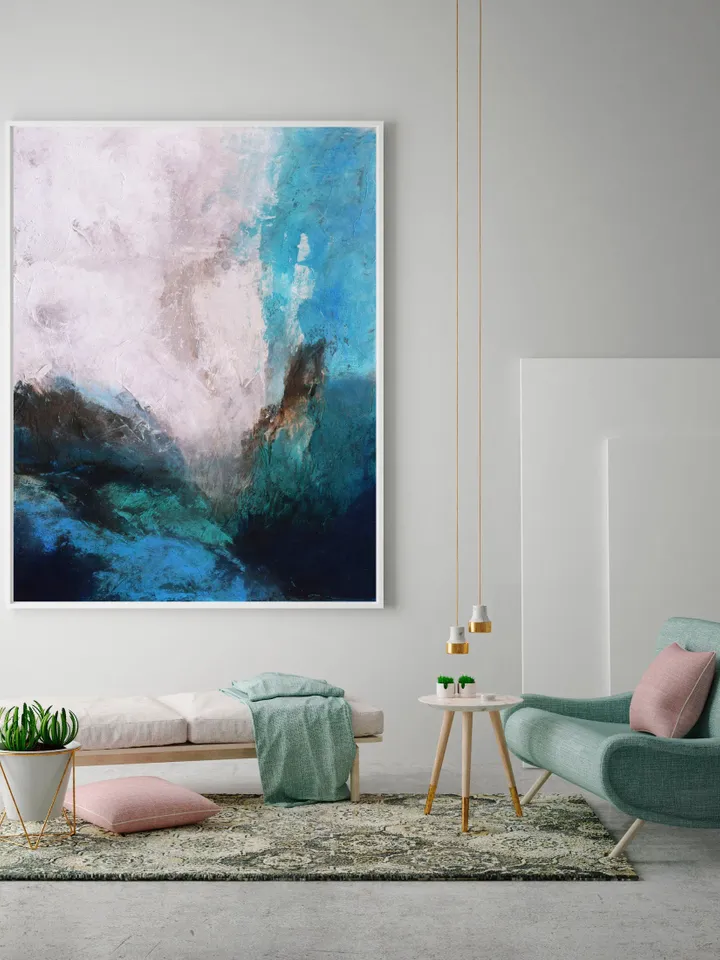 Nature inspired wall decor, Extra large wall art abstract, Blue abstract painting, landscape art, Abstract wall art, Indigo wall art,Artwork