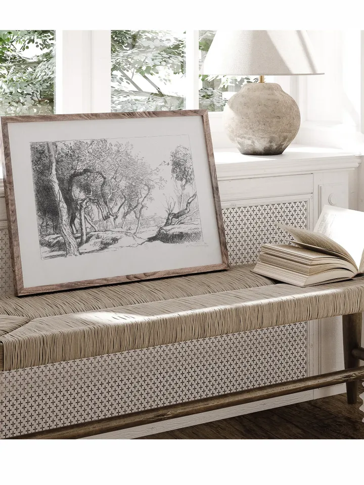 Twisted Tree Vintage Sketch Art Print, Landscape Drawing, Printable Artwork, Wall Decor | 189