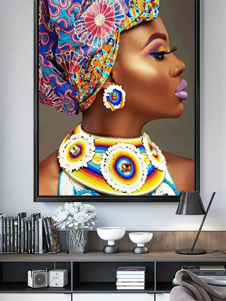 Dark Woman picture Print on Canvas , Floating Frame Option, Modern Wall Art, Extra Large Canvas Wall Art