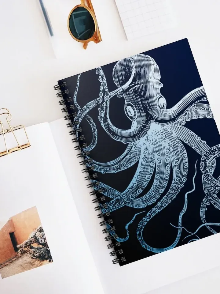 White Squid 6X8" Spiral Notebook | Octopus Ruled Line Notebook, White Giant Squid, Sea Creature Lover's Gift