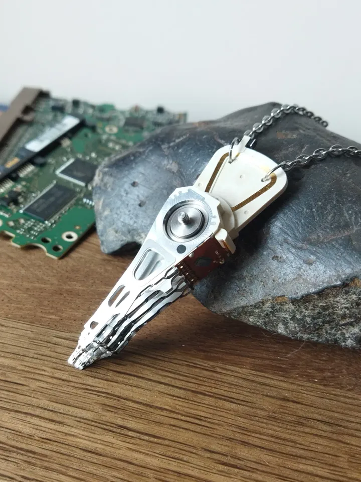 Cyberpunk necklace for him Actuator necklace recycled Cybercore pendant with chain Cybertech jewelry
