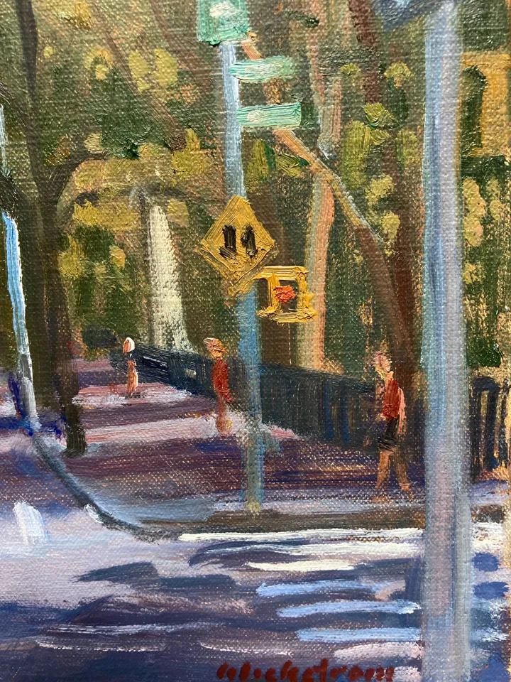 East Village Landscape Painting -Across 10th Street- 14x18 Oil on Linen, New York Urban Impressionist Fine Art, Signed Original