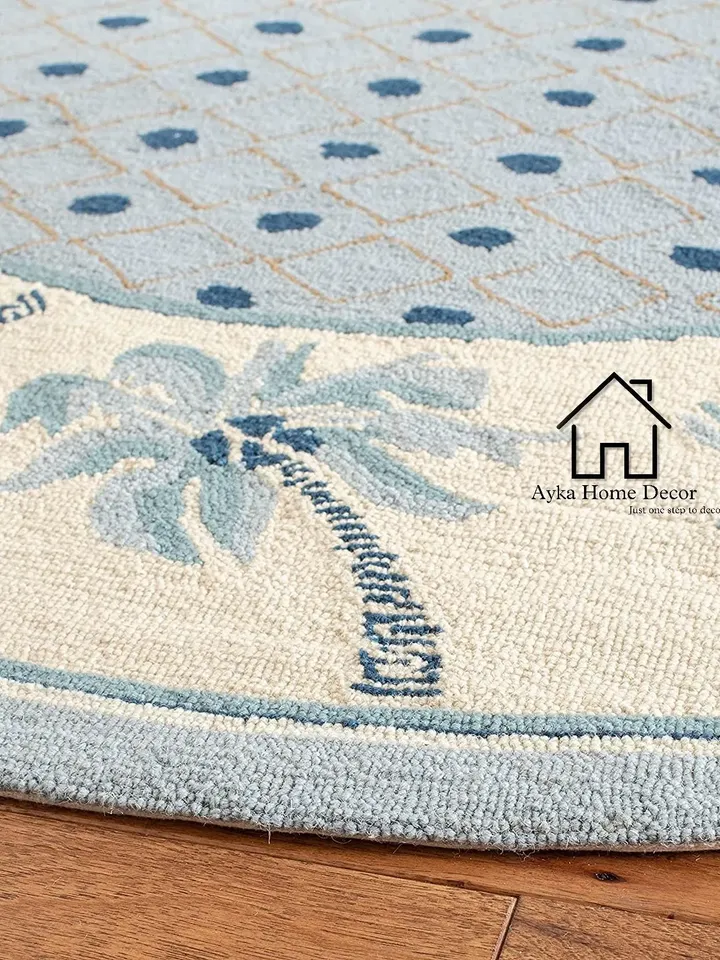 Ayka Unique Modern Round Hand Tufted 100% Pure Woolen Living Room Carpet / Hall Rugs / Dining Rugs / Kids Rugs / Woolen Rug / Christmas Gift