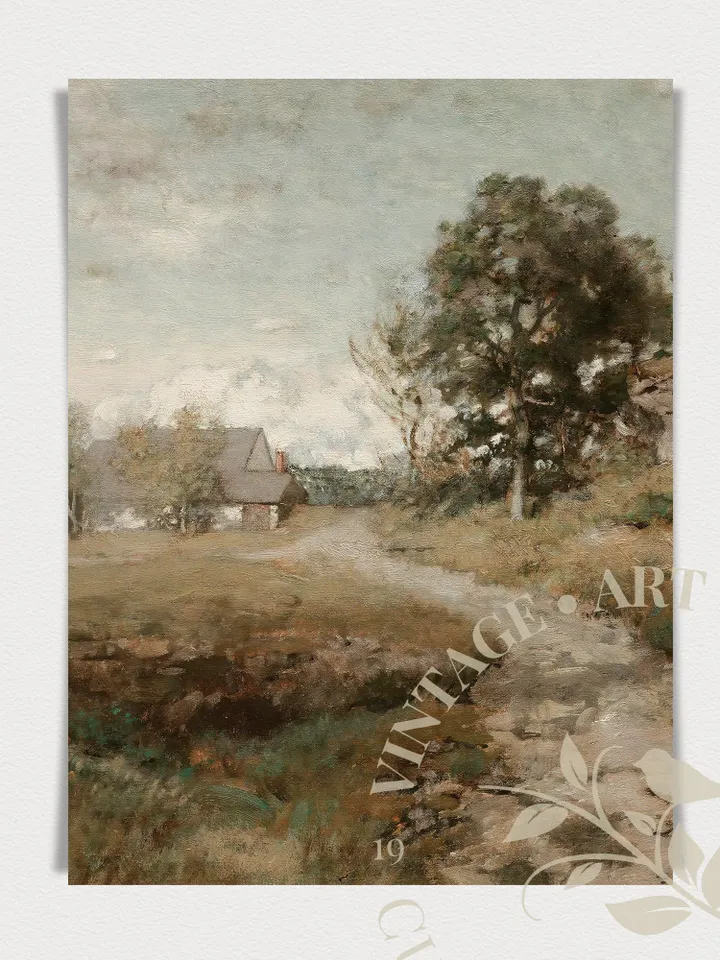 Antique Country Painting Rustic European Art, Vintage Village Landscape, Downloadable PRINTABLE Wall Decor | 130