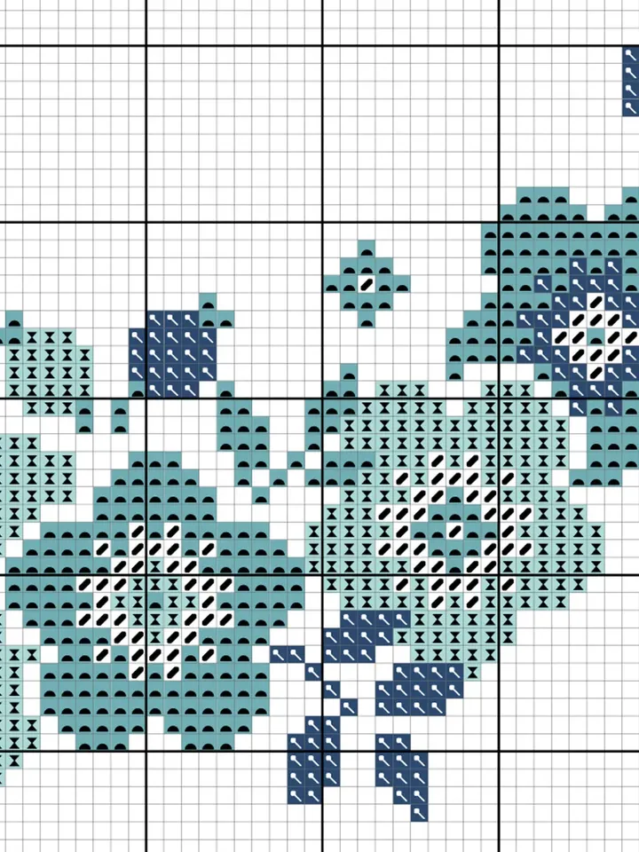 Floral Wreath cross stitch pattern. Traditional cross stitch. Folk cross stitch.