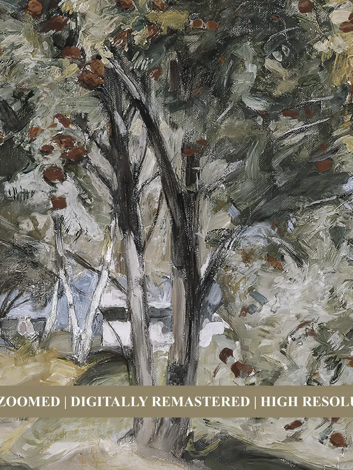 Single Rowan Tree Painting Vintage Art, Printable Landscape, Rustic Home Decor Digital Download | 76