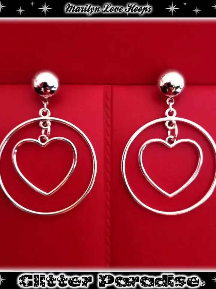 Marilyn Love Hoops - Earrings - Heart Jewelry - Be My Valentine - I Love U - Romantic - Valentine's Jewelry Gift - Love - Glitter Paradise®