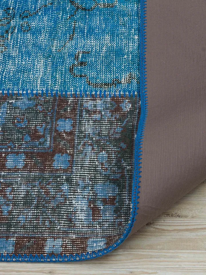 Blue Patchwork Kilim Rug, Handmade Turkish Patchwork Rug, 160x230 cm 5,3x7,5 ft ,