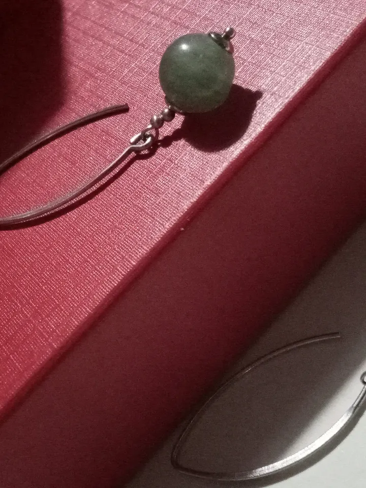 Sterling silver earrings with agate aquamarine green aventurine pearl