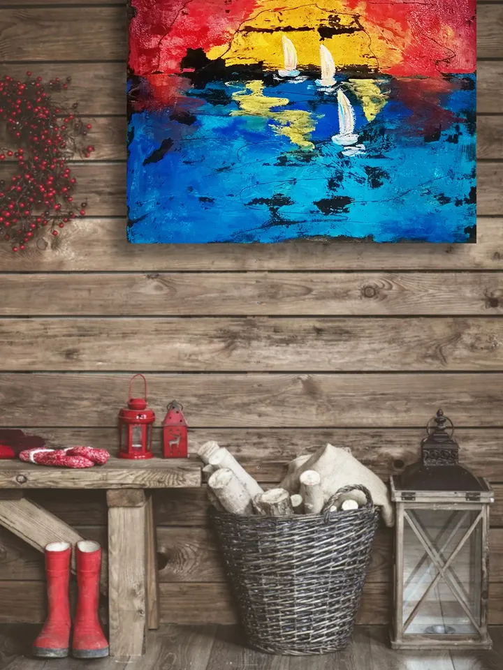 Ukrainian art Painting of sailing ships at sunset Ukrainian artist Ukraine shops Ukraine sellers Digital file Ukraine Stay with Ukraine