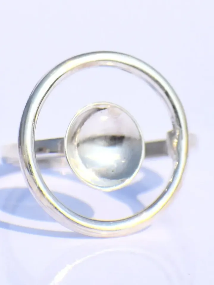 Hollow Circle Ring, Adjustable Ring, Sterling Silver Ring, Handmade Ring, Statement Ring, Boho Ring, Minimalist Ring, Wedding Ring, Gift Her
