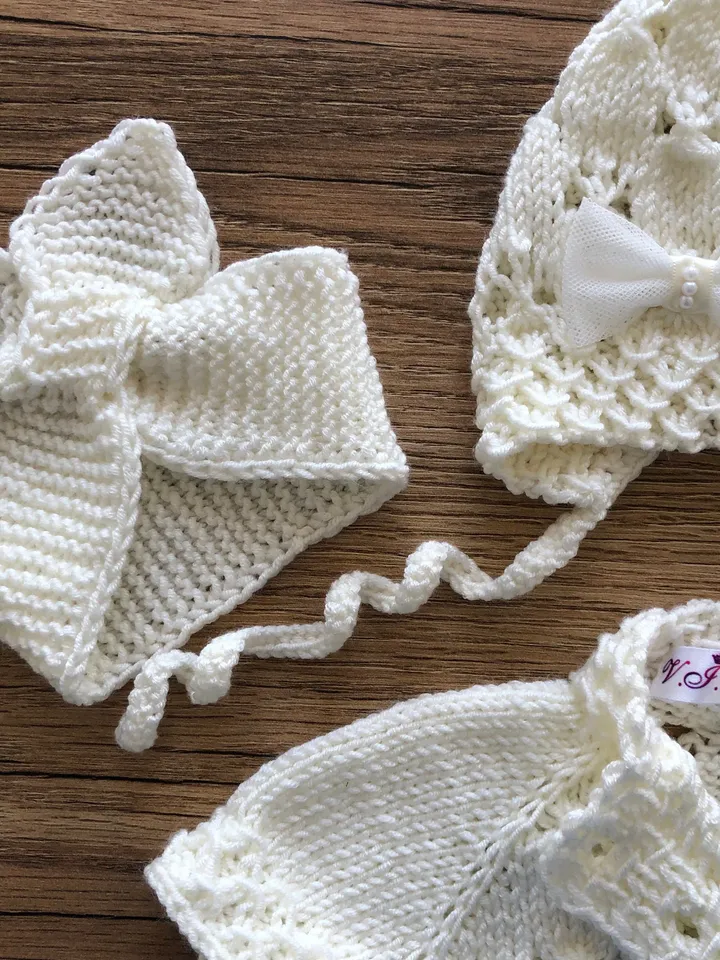 Ivory romper, headband, hat and booties. Photo props for baby girl. Take home outfit for girl.