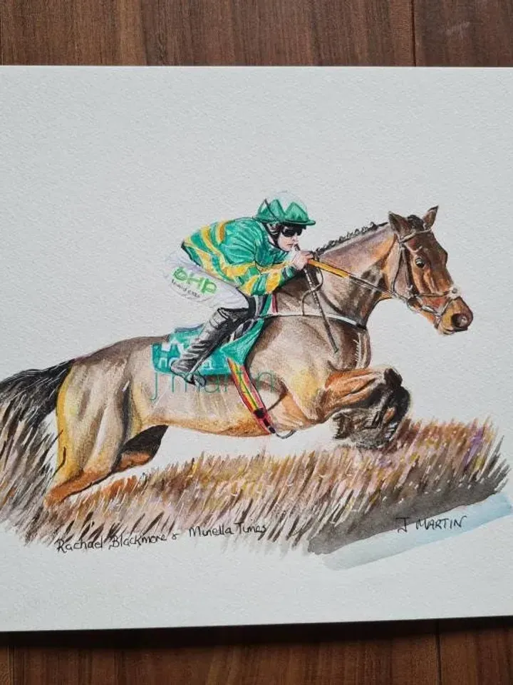 Rachael Blackmore on Minella Times, Aintree Grand National Winner, Horseracing, unmounted, unframed