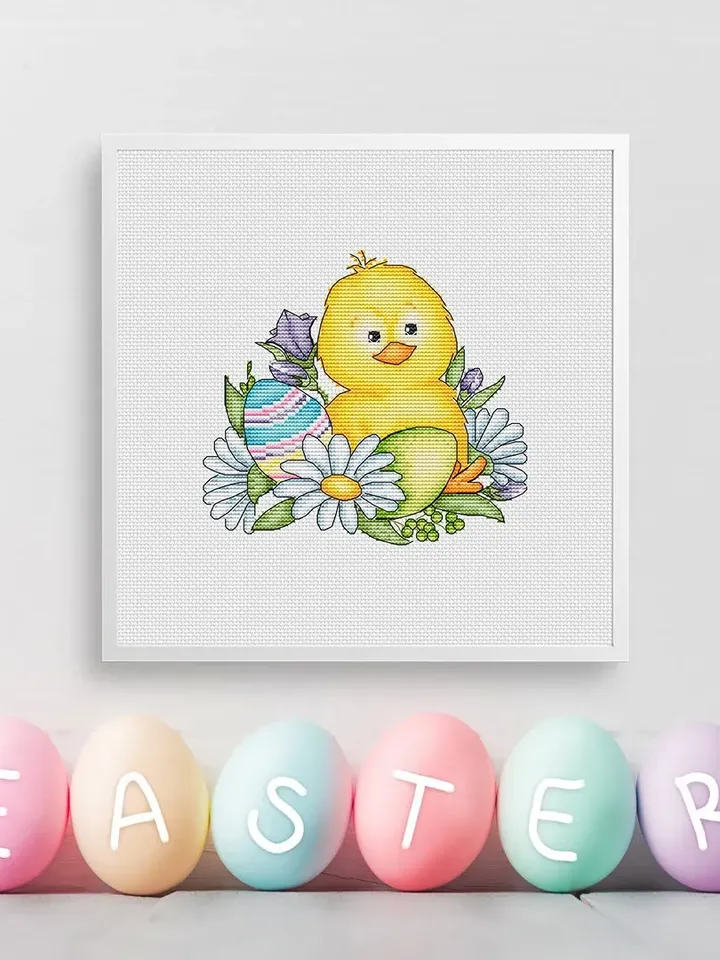 Easter Chicken Cross Stitch Pattern PDF, Easter Embroidery Pattern PDF, Modern cross stitch, Pdf Pattern