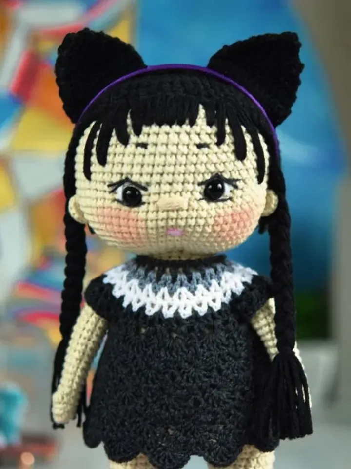 Wednesday doll,  witch doll pattern, pattern of a Wednesday Addams