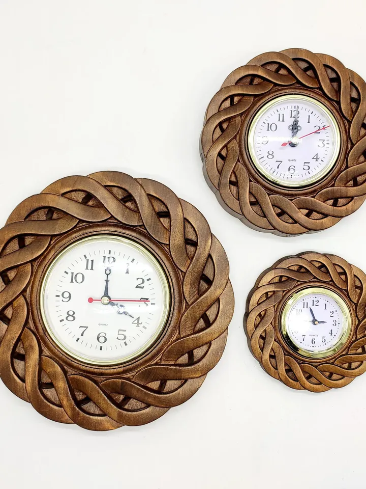 Modern wall clock, Wooden clock, Rustic wall clock, Wooden wall clock, Wooden Carver Panel, Wooden wall decor, carved wood wall art