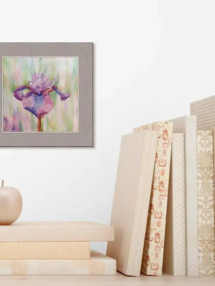 Lilac iris Flower Original Wall Art Painting Watercolor Artwork picture floral