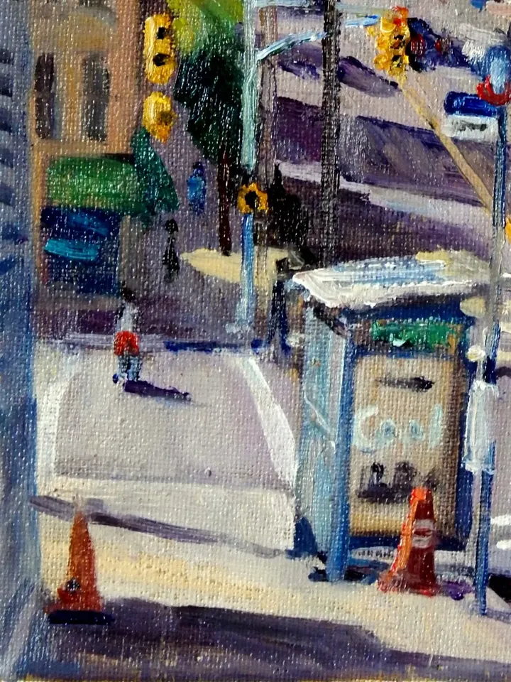 Original Bronx NYC Oil Painting -From Bedford and Webster- 8x10 Oil on Canvas, Impressionist Fine Art, Signed New York City Landscape