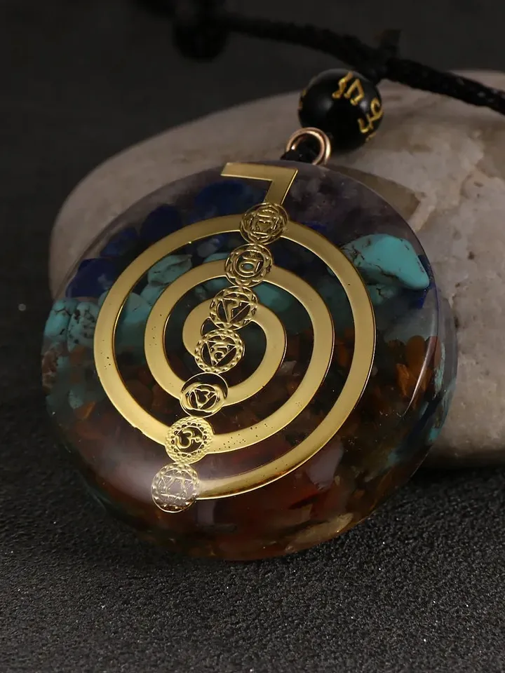 7 Chakra Crystal Pendant Necklace, Chakra Necklace, Rope Chakra Necklace, EMF Protection Necklace, Healing Crystal Necklace, Chakra Jewelry