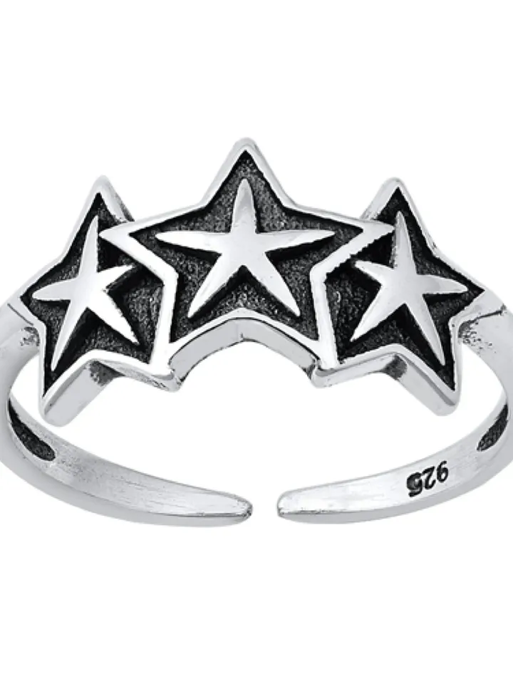 Toe Ring, Sterling Silver Stars Toe Ring, Gift under 10 Toe Rings, Adjustable Stars Toe ring, 3 stars, Gift For women #toering #toerings