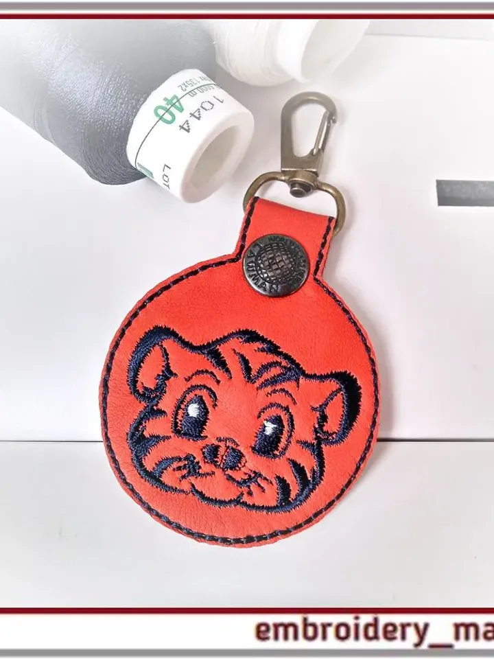 In the hoop Keychain with a tiger embroidery design