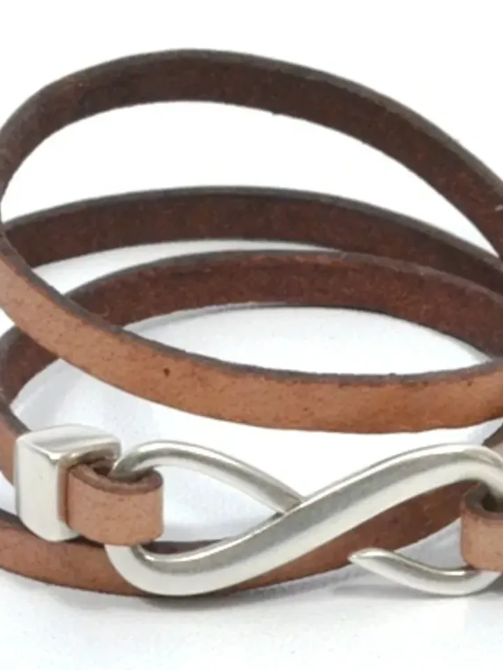 Wedding Anniversary Gift, Bronze Infinity Bracelet Men Women, Infinite Love Jewelry, Gifts for Couples, Triple Wrap Leather Bracelet