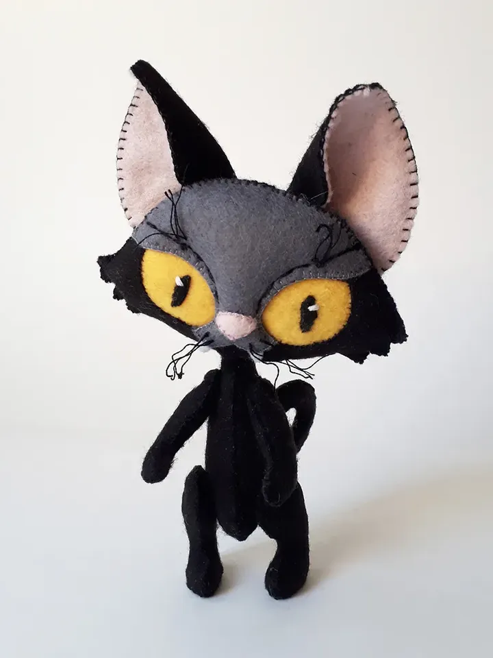 Black cat Halloween lights decoration , jack o lantern home decor felt pattern , black cat pumpkin tiered tray decor