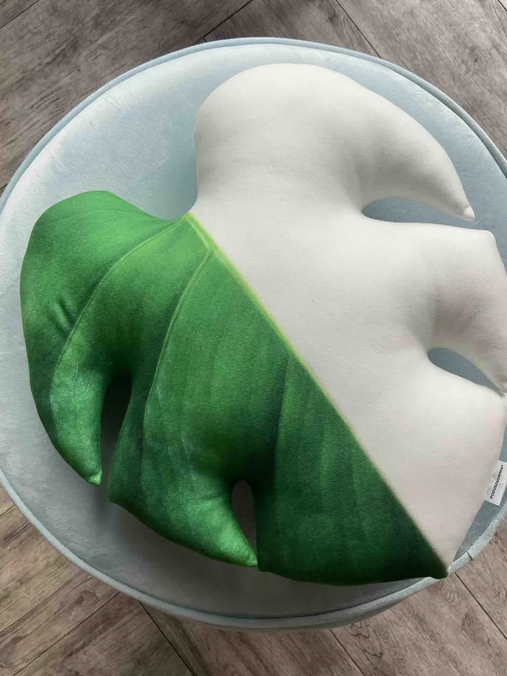 Monstera Half Moon pillow / monstera pillow / monstera leaf / monstera deliciosa variegated / monstera cushion / plant pillow  /