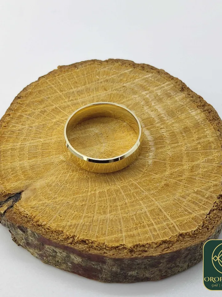 14K 5MM Gold Classical Hollow Wedding Band Men Women Hers His Custom Made Marriage Band Ring Beveled Shape Comfort Fit made to order