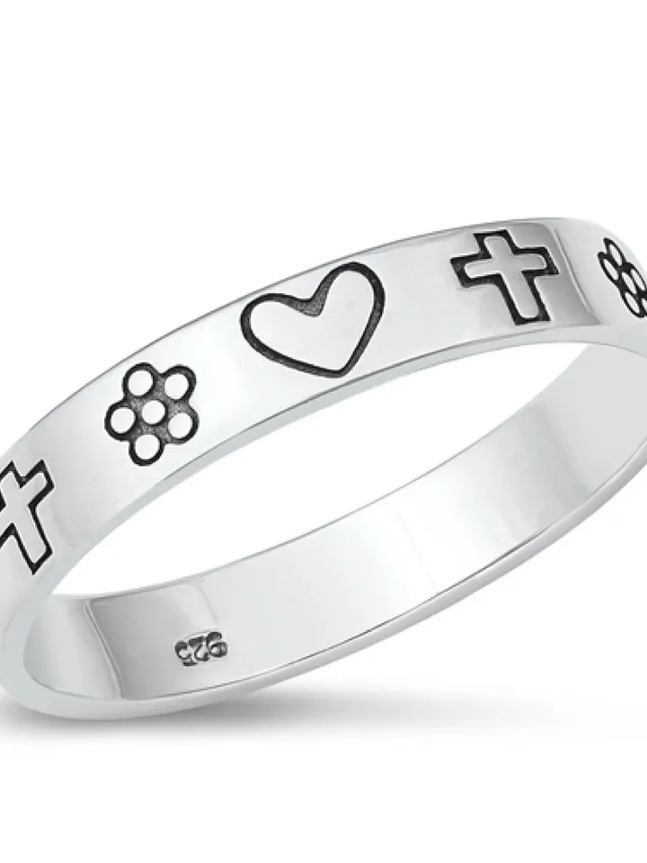 Sterling Silver Heart Cross Ring, Catholic Ring, Christian Ring, First Communion Gift, Confirmation Gift, Religious Ring, cross toe ring