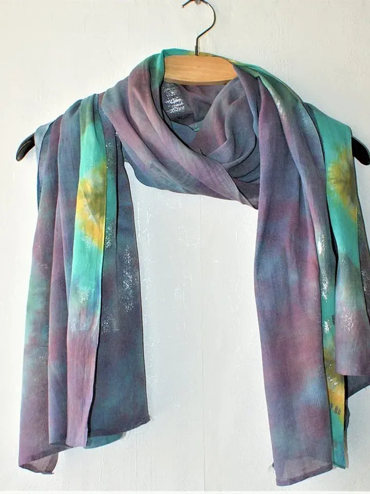 Gray blue cotton scarf Large hand dyed shawl Mother's day gift Tie dye scarf