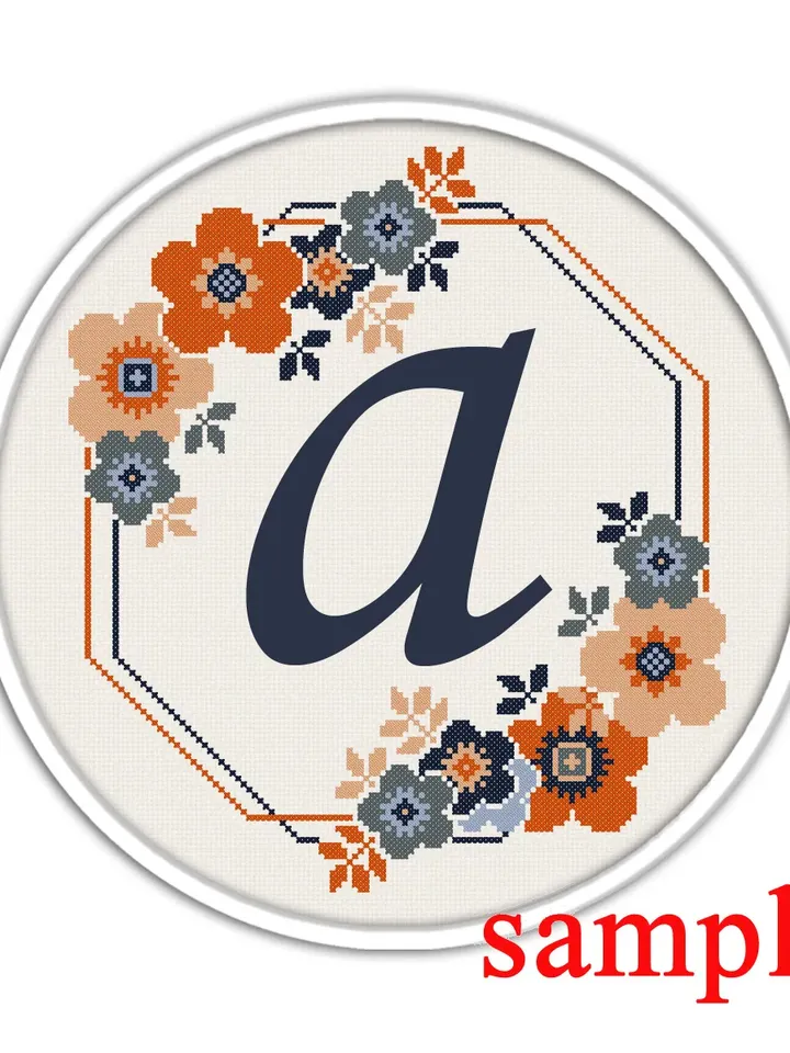 Wreath Cross Stitch Pattern. Floral border cross stitch. Flower frame cross stitch.
