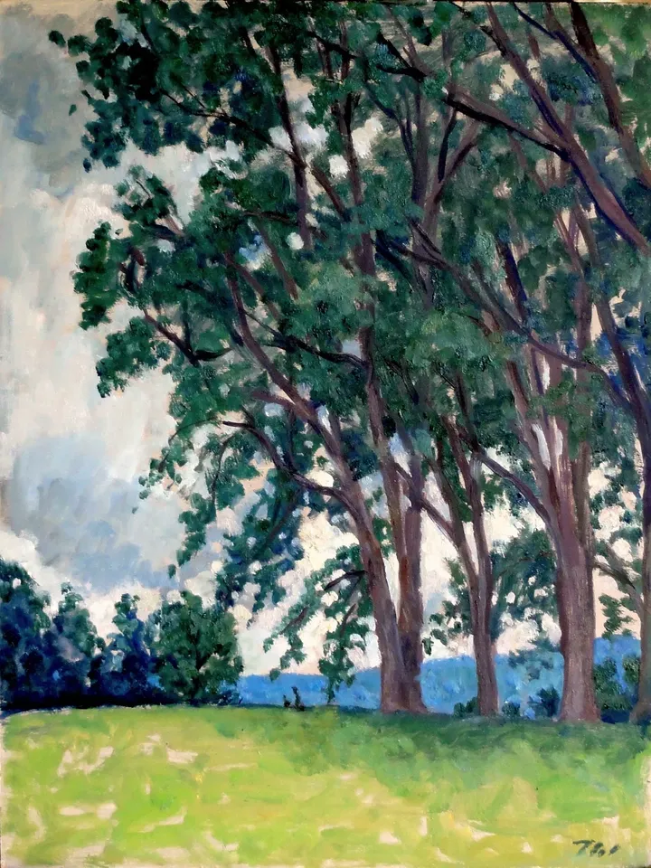 Original Tanglewood Landscape Painting - From Ozawa Hall- 9x12 Oil on Panel, American Impressionist Landscape Painting, Signed Original