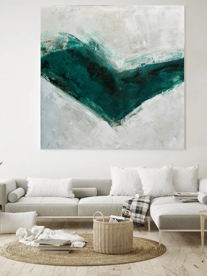 Emerald Green Wall Art, Contemporary Abstract Painting, Abstract Art Canvas Original Green Wall Art, Textured Canvas Art, Stretched Canvas