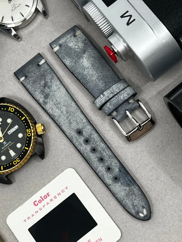 Leather watch strap 20mm, Blue watch strap, Gift Ideas for him, Men Watch Strap, 20mm Watch Strap, 19mm Watch Band 18mm, Smart Watch Band