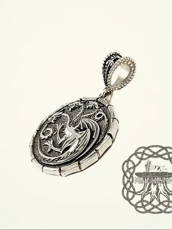 House Targaryen Pendant, Game of Thrones Pendant, Daenerys Targaryen Necklace, Sterling Silver Pendant, Dragon Necklace