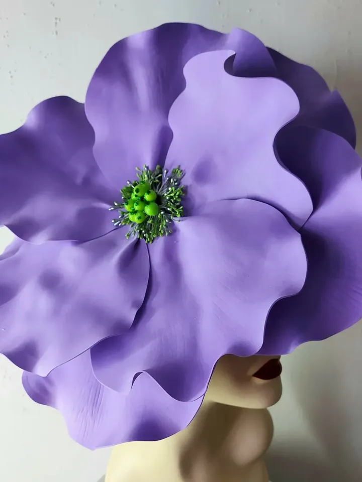 Giant Violet flower hat Kentucky Derby fascinator, Bridal headband, Wedding Accessory, Church hat, Retro style