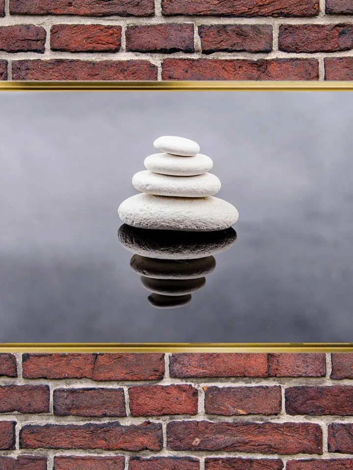 Stone and its Reflection Print on Canvas , Floating Frame Option, Modern Wall Art, Extra Large Canvas Wall Art