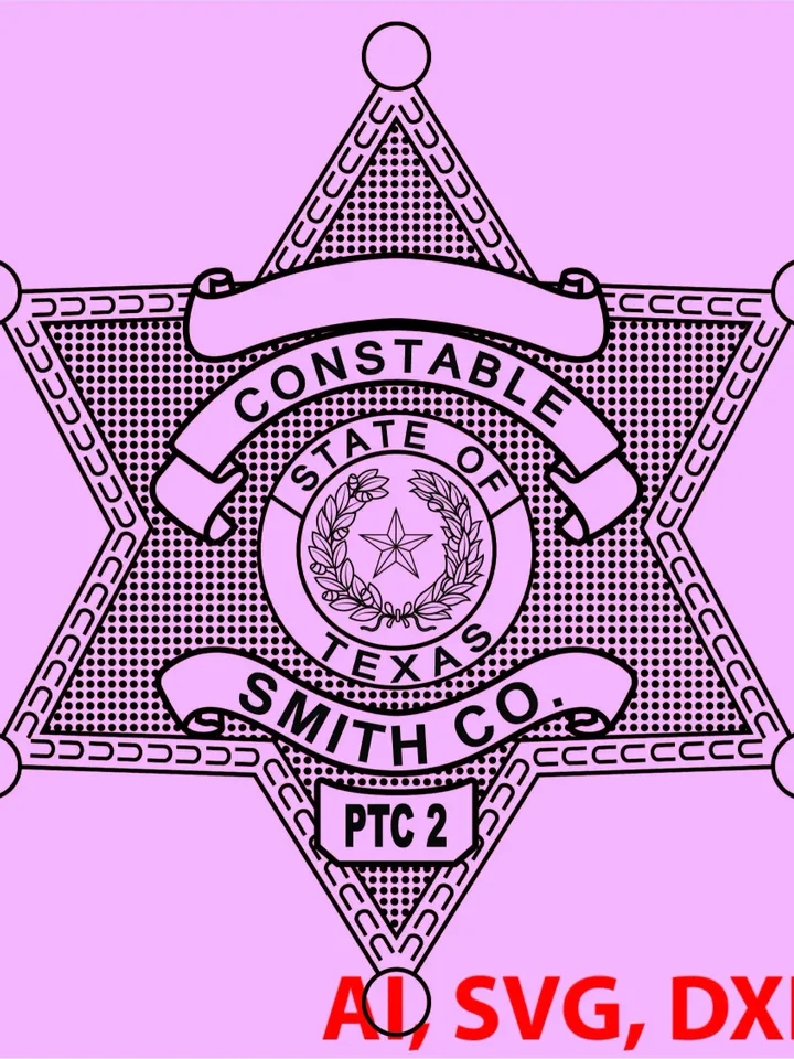 Texas Smith Co Constable Badge, Logo, Seal, Custom, Ai, Vector, SVG, DXF, PNG,